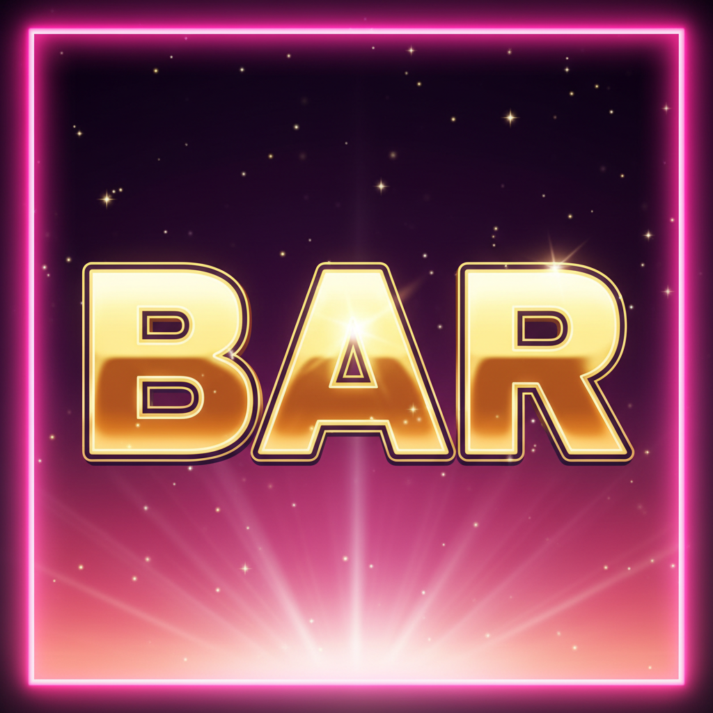 Gouden metallic BAR symbool met glanzend driedimensionaal oppervlak en glanzende highlights