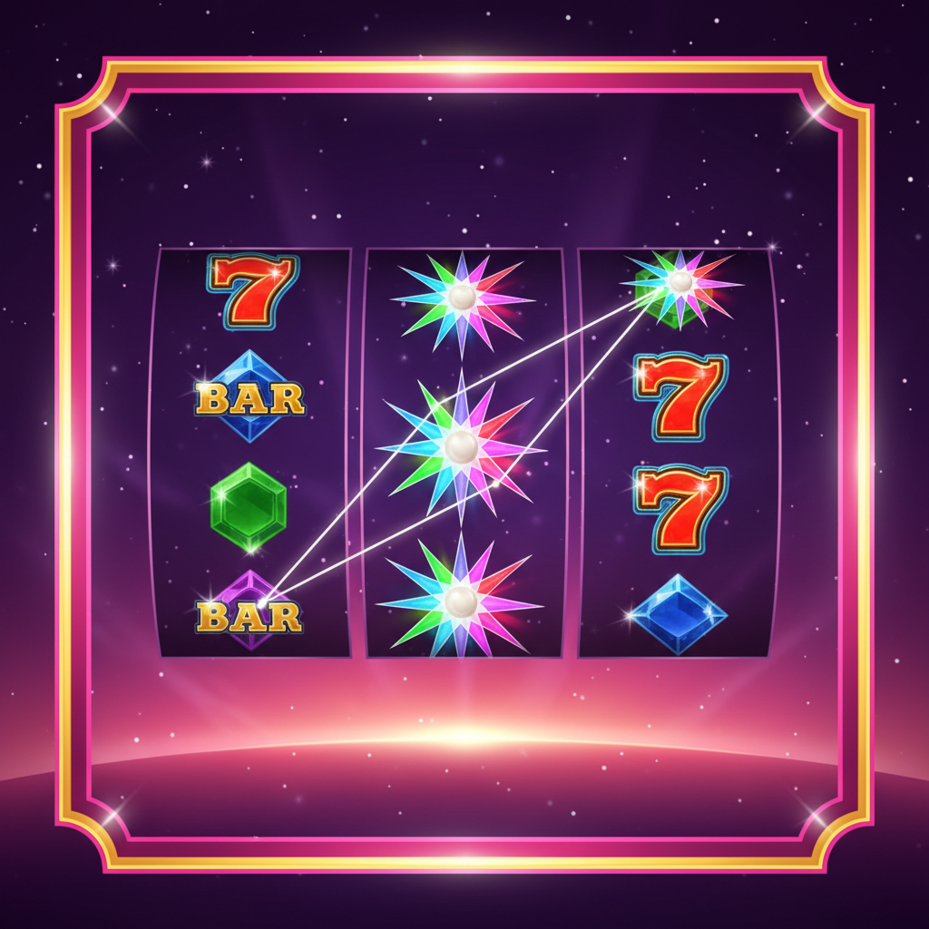 Starburst expanding wild mechaniek met multicolored star symbol dat expandeert over volledige rollen 2, 3 en 4