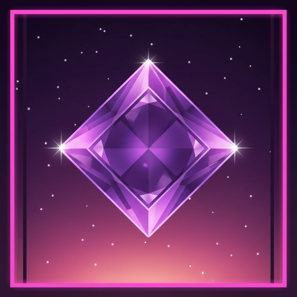 Vierpuntige paars-violette diamant edelsteen met symmetrische punten en doorschijnende amethist uitstraling