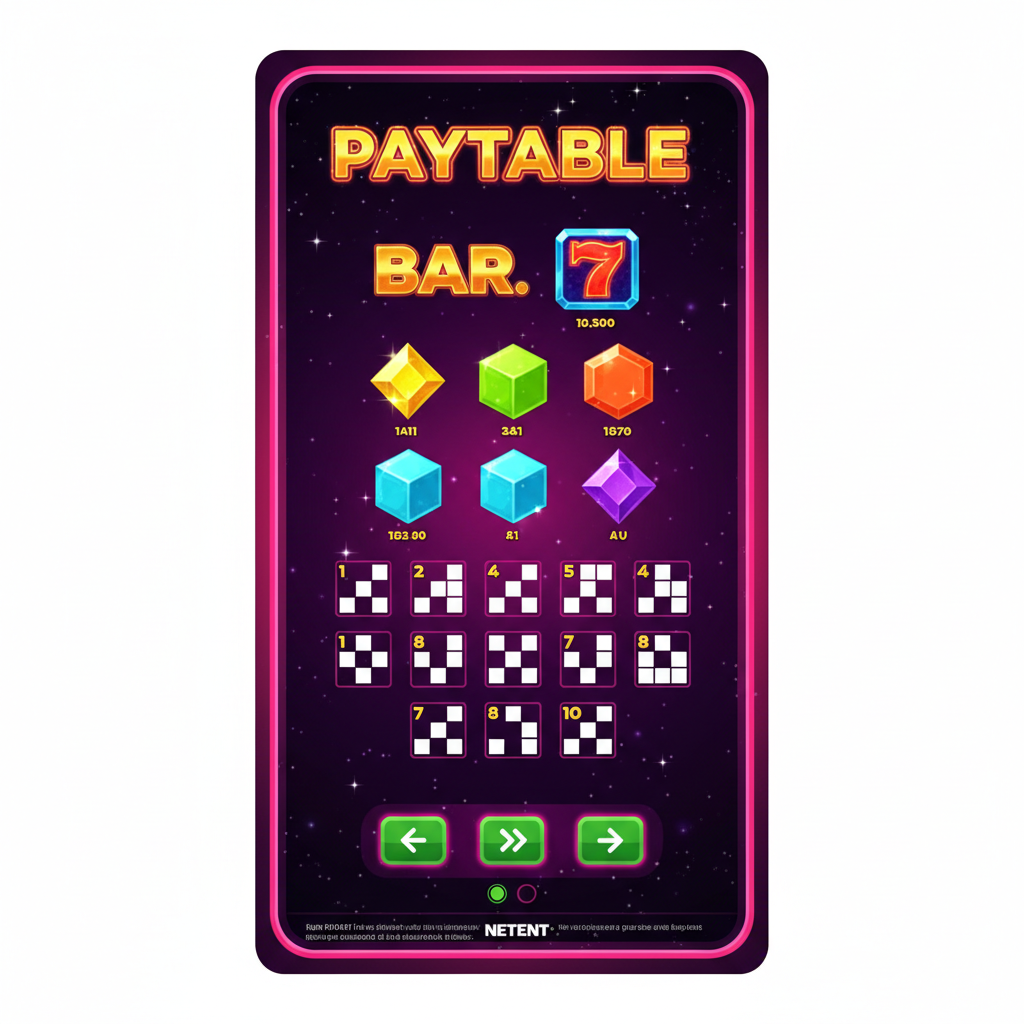 Starburst — paytable op mobiel