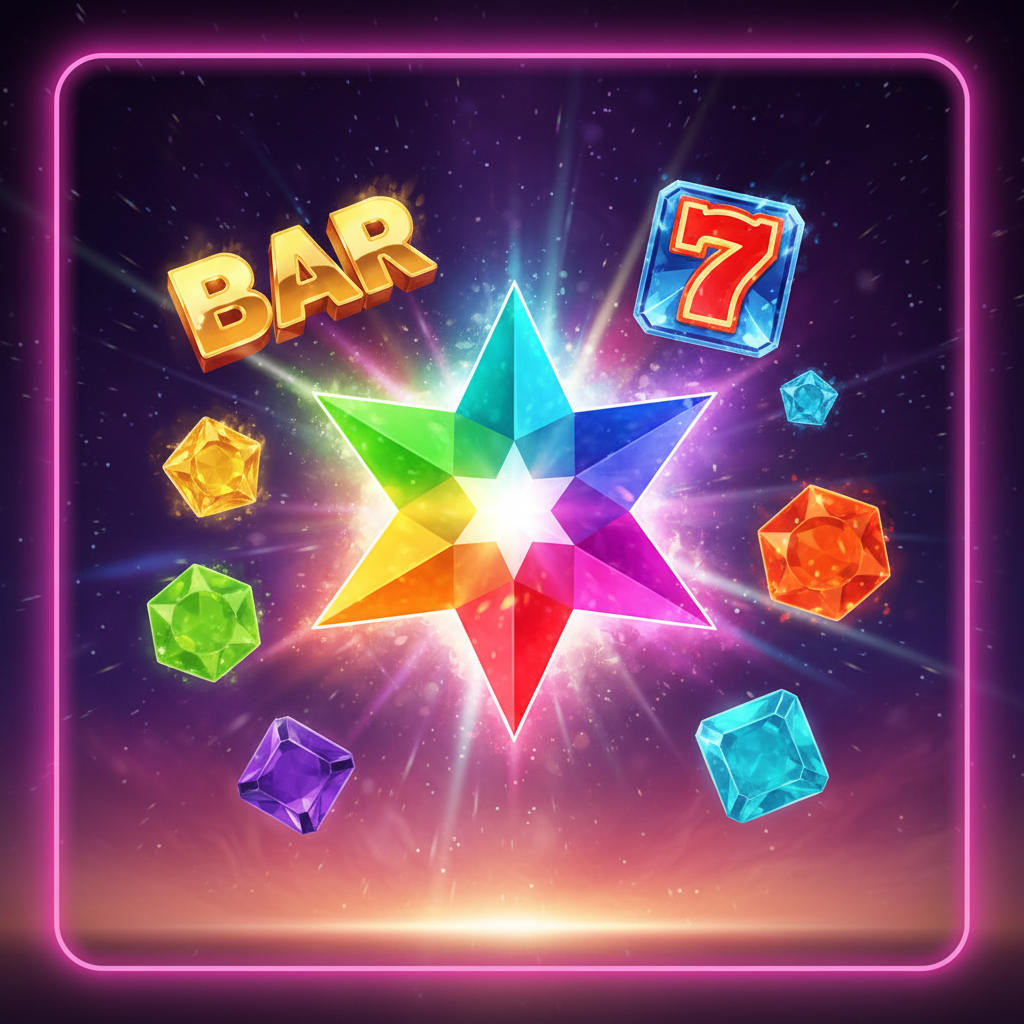 Starburst slot machine van NetEnt met kleurrijke edelstenen symbolen op een kosmische achtergrond